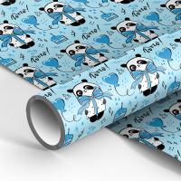 Упаковочная бумага 70*100см "PandaGift_Blue" 80г/м2 глянц. MESHU /Рельеф Упаковочная бумага 70*100см "PandaGift_Blue" 80г/м2 глянц. MESHU /Рельеф