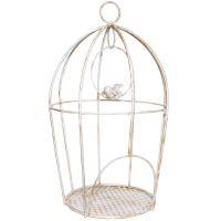 Клетка с птицей садовый декор РЗДИ белый антик/1шт Клетка с птицей садовый декор РЗДИ белый антик/1шт