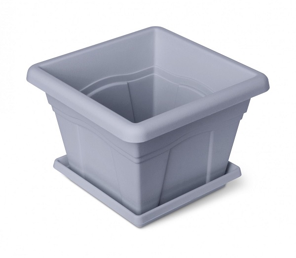 Кашпо Квадро 2,9л серый с под. 20см C162СЕР /24шт/Мартика