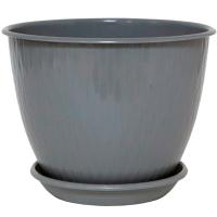 Цветочный горшок Корсика 2,4л серый муссон с поддоном 5PL0298