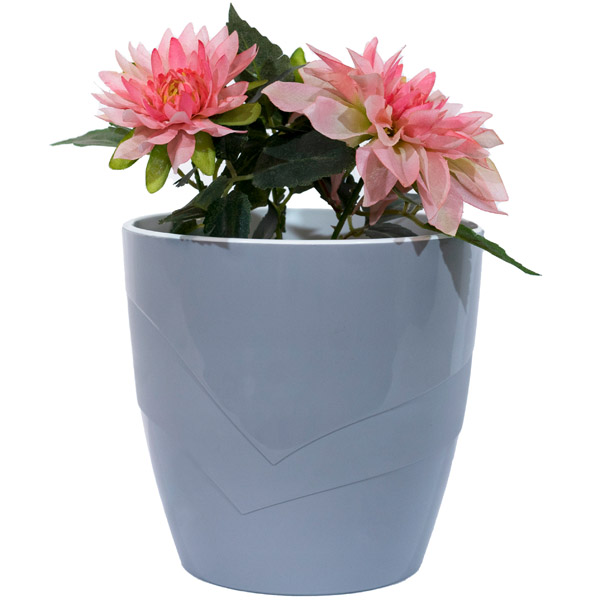 Кашпо Грация 2,8л серый шелк с вставкой /9шт/ДТ