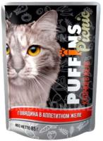 Корм для кошек Пуффинс пикник 85г ЖЕЛЕ говядина