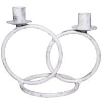 ДЕКОР Подсвечник Кольцо 2 свечи бел серебро РЗДИ/1шт