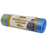 Мешки для мусора 60л с завязками (20шт) ПНД синие 310399
