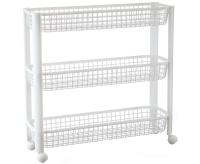 Полка универсальная 4 секции узкая белый на колесах М2719  