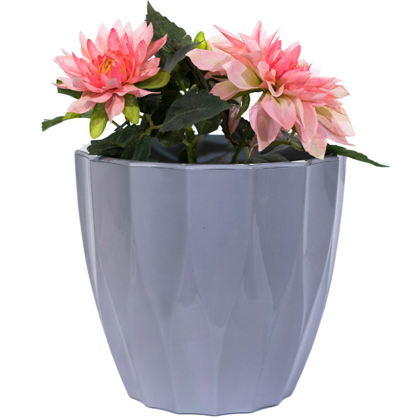 Кашпо Флюте 3л серый шелк с вставкой /12шт/ДТ 