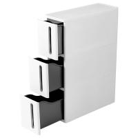 Стойка узкая 3 ящика 45*17*6,35см Альба на колесах белый М2754 /1шт/М-пласт