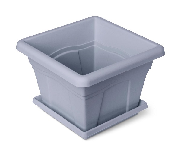 Кашпо Квадро 5,1л серый с под. 24см С163СЕР /10шт/Мартика