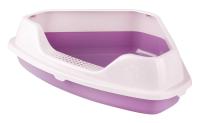Туалет для кошек Феликс глубокий угловой с бортом розовый
