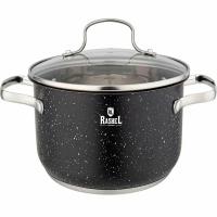Кастрюля 2,6л нерж. сталь крышка стекло черный гранит R-206v /8шт/ Маруся 