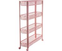 Полка универсальная 4 секции узкая чайная роза на колесах М2719  