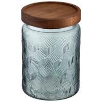 Банка д/сыпуч. прод. 0,75л Amaretto рельефного стекла крышка дерево 108315 /24шт/Leonord