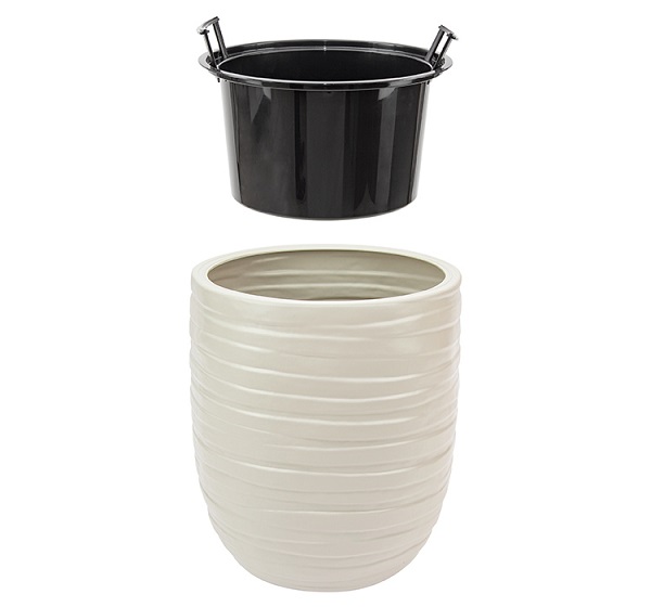 Кашпо ЛАЙН D350*Н390 9/32л кремовый М3411