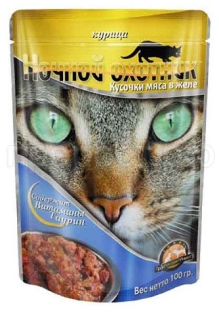 Корм для кошек Ночной охотник 100г ЖЕЛЕ курица Корм для кошек Ночной охотник 100г ЖЕЛЕ курица