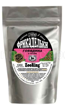 Корм для собак ZooRing  желе фрикадельки говядина с кроликом 1200гр Корм для собак ZooRing  желе фрикадельки говядина с кроликом 1200гр