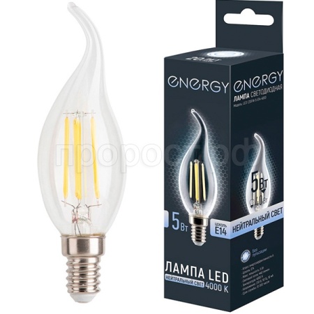 Лампа светодиодная Свеча LED С35FW-5-E14-4000 нейтральный свет 109327 /100шт/ Energy Лампа светодиодная Свеча LED С35FW-5-E14-4000 нейтральный свет 109327 /100шт/ Energy