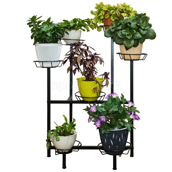 Подставка на 7 горшков ЦВЕТНИК черная РЗДИ
