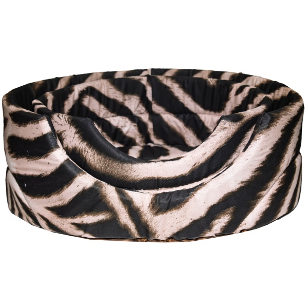 Лежанка овальная стеганая поролоновая САФАРИ ЗЕБРА БЕЖ 42*34*18см/DONBARON