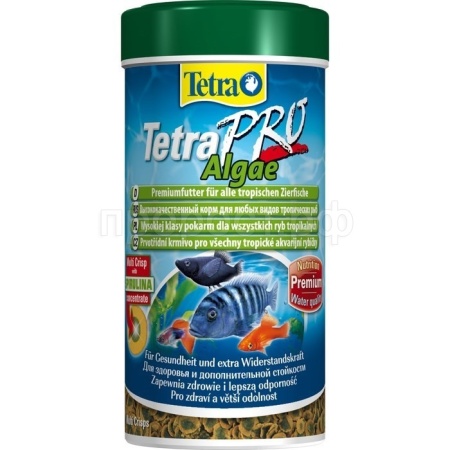 Корм для рыб Tetra Pro Algae банка 100 мл чипсы с спирулиной для рыб Корм для рыб Tetra Pro Algae банка 100 мл чипсы с спирулиной для рыб