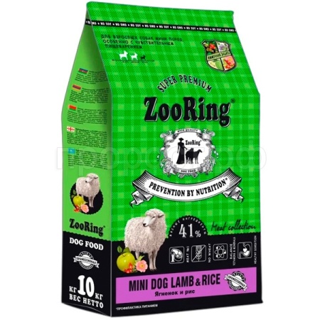 Собаки ZooRing Mini ягненок/рис д/взр.собак мини пород 10кг/316186 Собаки ZooRing Mini ягненок/рис д/взр.собак мини пород 10кг/316186