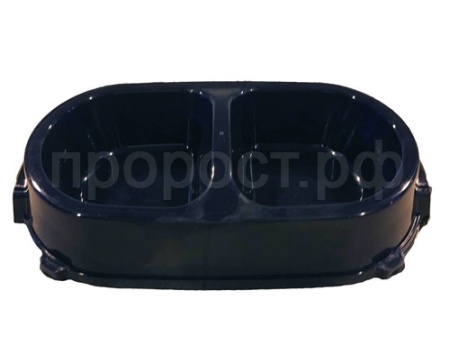 Миска двойная пластик для кошек 0,45л нескользящая черная