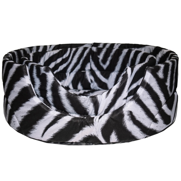 Лежанка овальная стеганая поролоновая САФАРИ ЗЕБРА СЕРАЯ 42*34*18см/DONBARON
