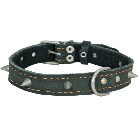 Ошейник кожа 25мм с украшением и большими шипами на фетре 54-56см/40793 Ошейник кожа 25мм с украшением и большими шипами на фетре 54-56см/40793