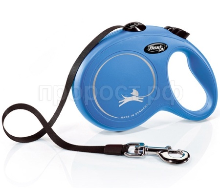 Рулетка Флекси Классик L ремень 5м на 50кг голубая/32312/20/Евро Рулетка Флекси Классик L ремень 5м на 50кг голубая/32312/20/Евро