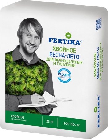 Фертика Хвойное для вечнозеленых и голубики Весна-лето 25кг Фертика Хвойное для вечнозеленых и голубики Весна-лето 25кг