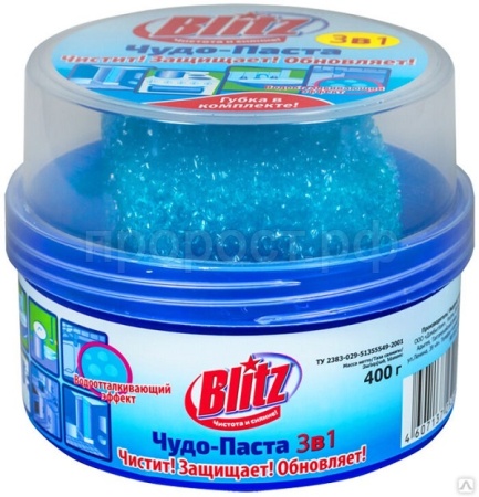 Чистящее ср-во универсальное Сан-Blitz 400г с губкой паста /8шт/ Чистящее ср-во универсальное Сан-Blitz 400г с губкой паста /8шт/