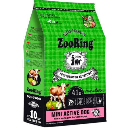 Собаки ZooRing Mini Active мясо молодых бычков/рис д/взр.собак мини пород 10кг/316162 Собаки ZooRing Mini Active мясо молодых бычков/рис д/взр.собак мини пород 10кг/316162