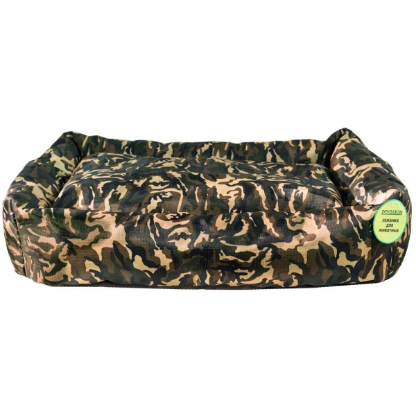 Лежанка прямоугольная с подушкой холофайбер ХАКИ 65*50*18см/DONBARON