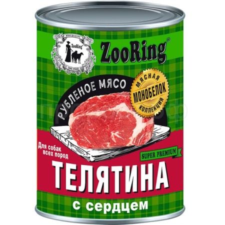 Собаки ZooRing д/всех пород телятина/сердце ж/б 338гр/12шт/837459 Собаки ZooRing д/всех пород телятина/сердце ж/б 338гр/12шт/837459