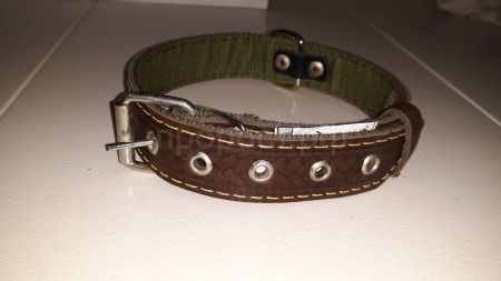Ошейник кожа+брезент 30мм 2-х слойный Н/У 55-60см Ошейник кожа+брезент 30мм 2-х слойный Н/У 55-60см